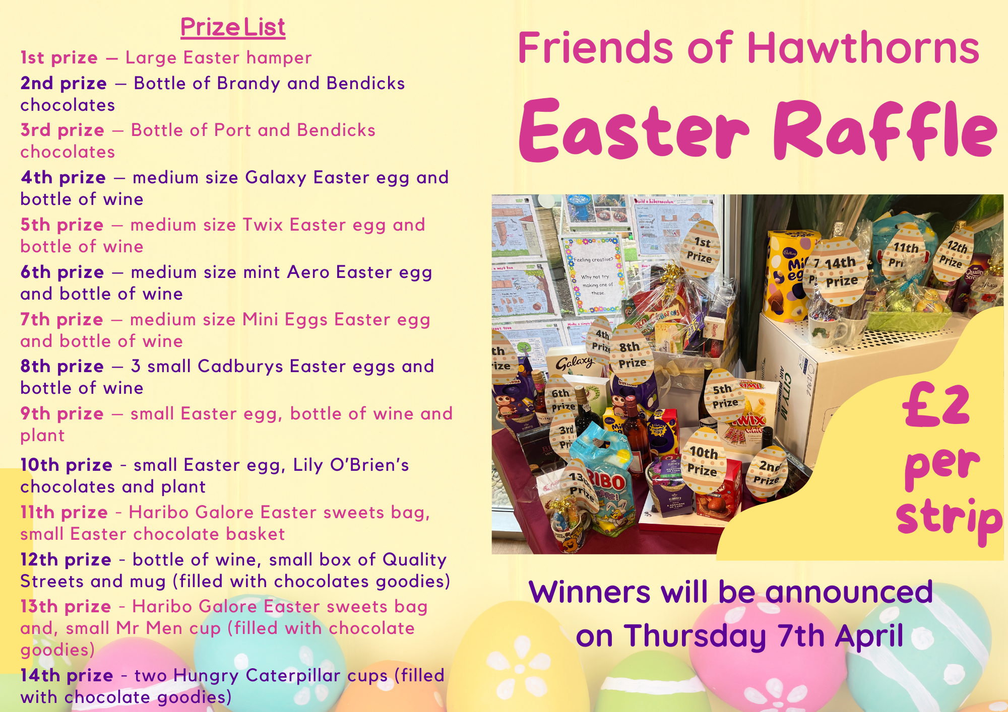 list of prizes for Easter raffle