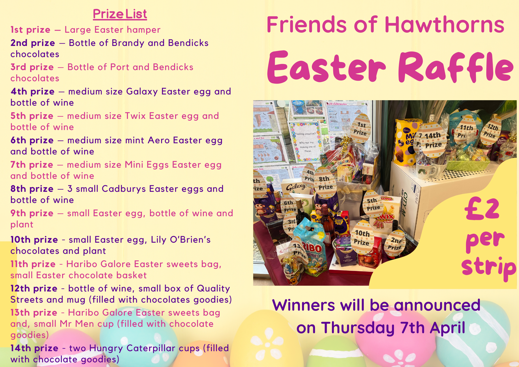 Raffle List list of prizes for Easter raffle